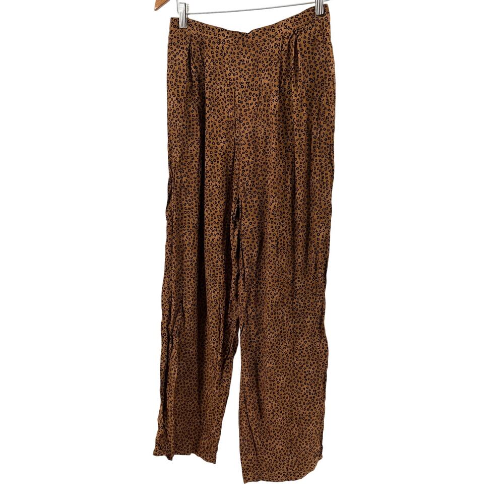 Vintage 90s Jones New York Sport Leopard Crinkle Wide Leg Pants
